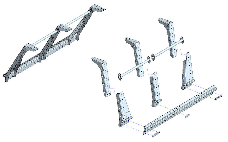 Kit Galleria Rhinorack su cassone ribaltabile con Multi-Rack estensibile per Toyota Hilux REVO Extra Cab 55-010-PNG01+55-01-0290 Rhino Rack