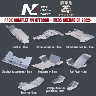 Protezione completa Ineos Grenadier 2022+ N4 Offroad - Pacchetto armatura in alluminio N4 OFFROAD BLAV103A+ BLBT95A+ BLBT99A+ BLDV66B+ BLDV67A+ BLDV68A+ BLRE69B+ SUKT47 Xperts4x4