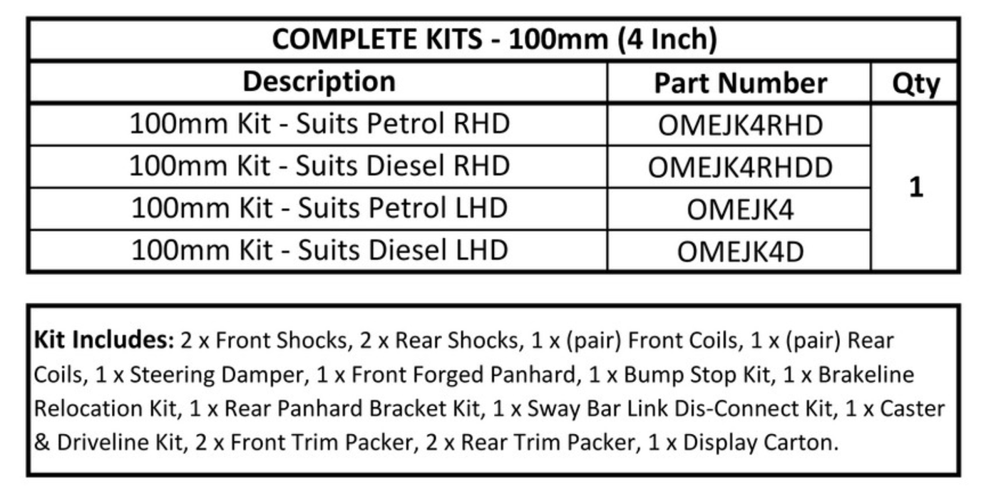 Kit sospensioni OME | Jeep Wrangler JK | Estensione +100mm - OME - Xperts 4x4