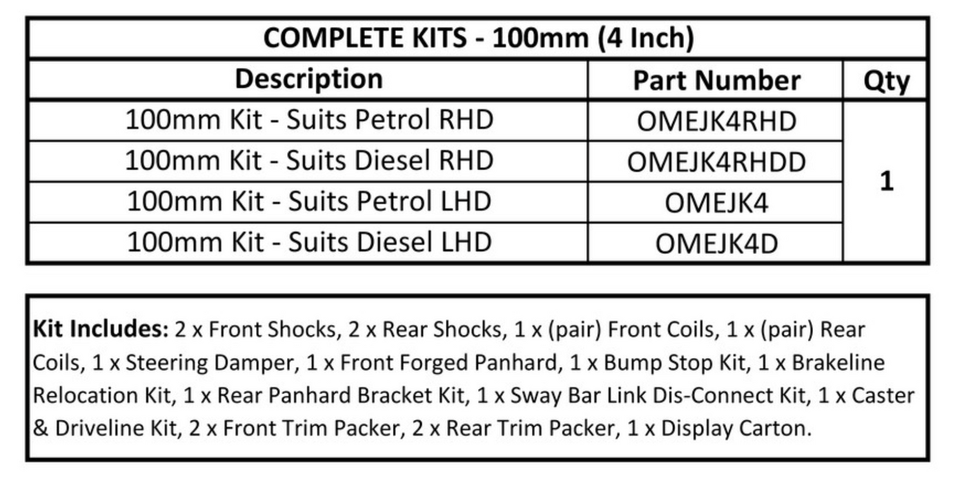 Kit sospensioni OME | Jeep Wrangler JK | Riser OME da +100 mm