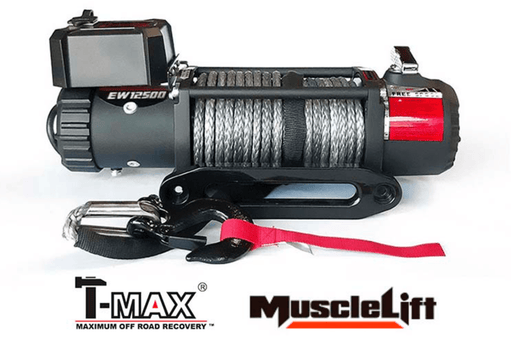 Verricello T-MAX Muscle Fit MW12500 | 5665 Kg | 12V | Cavo Sintetico/Plasma - T-MAX - Xperts 4x4