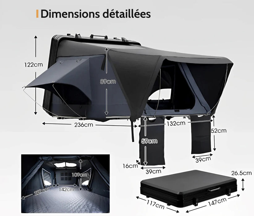 Tende da tetto Alluminio - Adatto per 3/4 persone SANHIMA Xperts 4x4