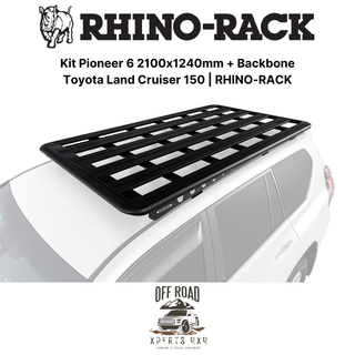 Kit portapacchi 2100x1240mm con dorsale | Toyota Land Cruiser 150 | RHINO-RACK su Xperts4x4 4x4 Accessori Fuoristrada